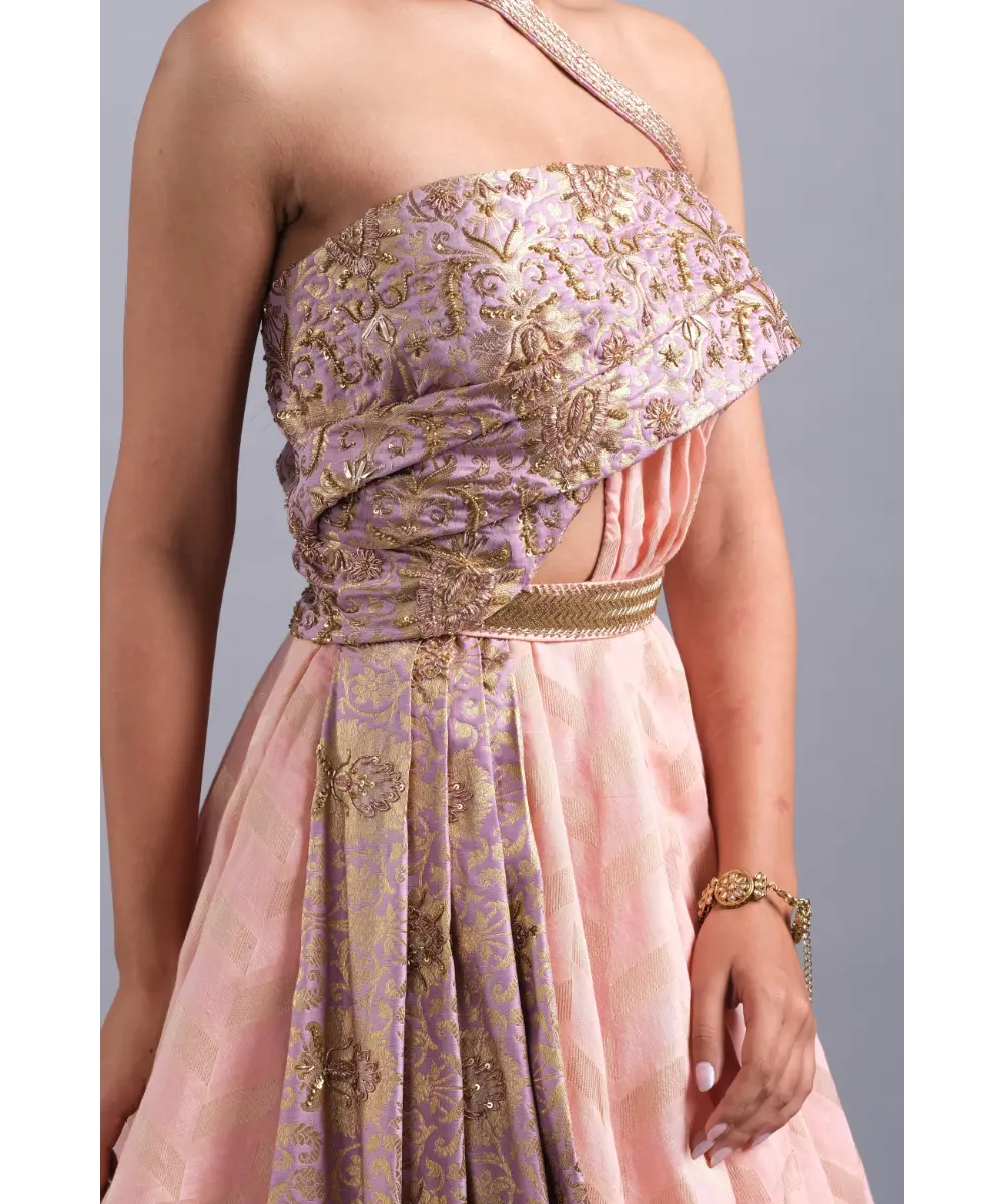 AASTHA SOOD - One shoulder Chanderi Gown